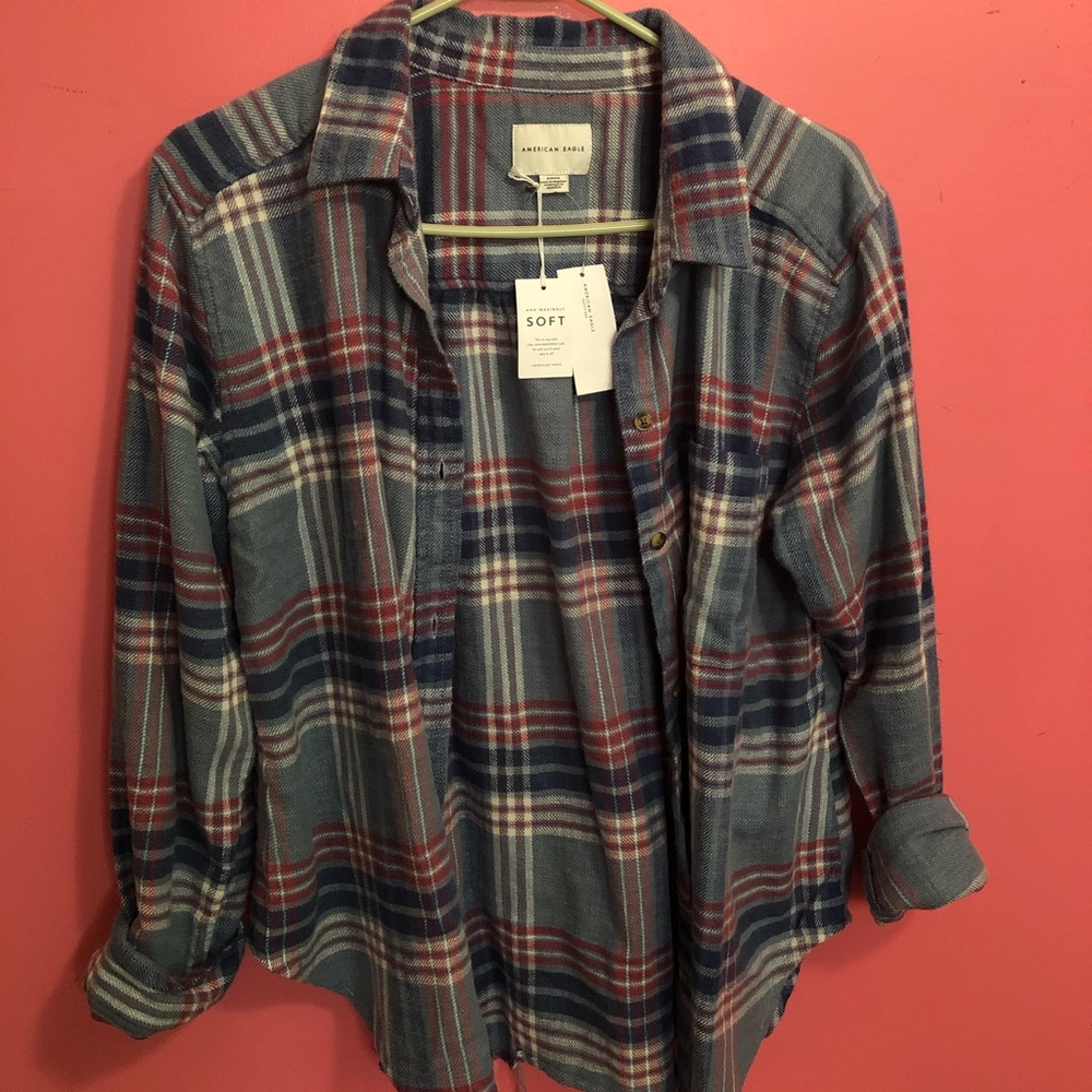 NWT distressed flannel